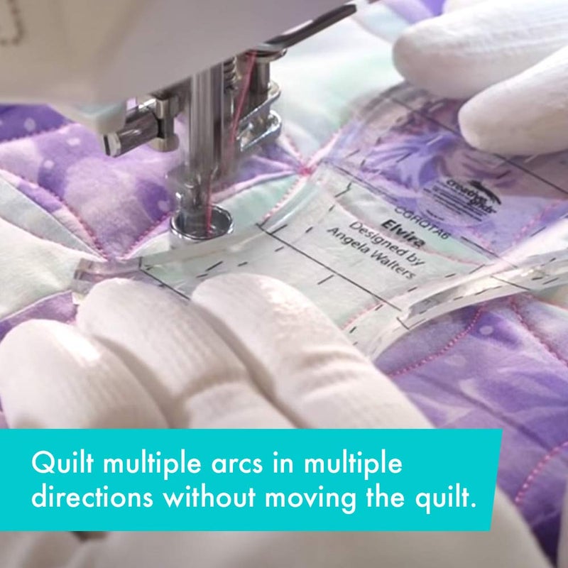 Creative Grids Machine Quilting Tool Elvira â€“ CGRQTA6 â€“ Made in USA, Non-Slip Grip Acrylic Quilting & Sewing Template Ruler for Free-Motion quilt Patchwork Design on Domestic Sewing & Longarm Machines - Image 3